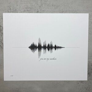 NEW You Are My Sunshine Soundwave Wall Art Print 8x10in Black White Minimalist